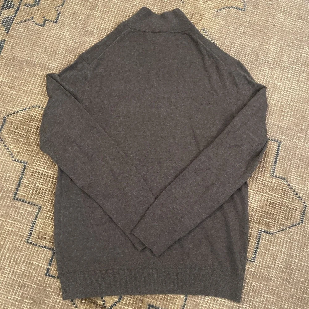 Men's Banana Republic Premium Luxe Yarn Quarter Zip Sweater Silk Cashmere Gray L